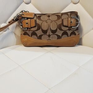 SOLD - Vintage Coach Soho Legacy Jacquard Double Buckle Wristlet
